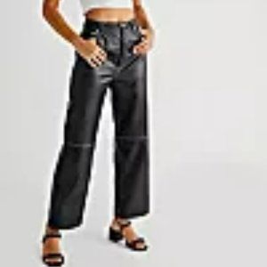 Free People - The It Factor Vegan Leather Pants - mystic black